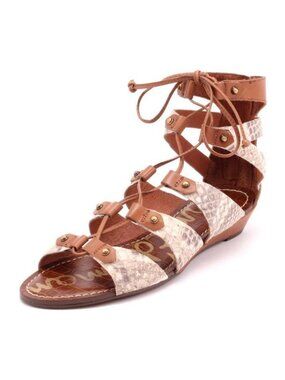 Sam Edelman Dante Gladiator Sandal Black White Saddle Tan Snake Like New